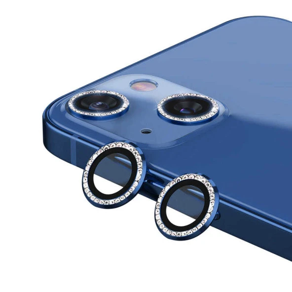 Apple iPhone 13 Mini Kamera Lens Koruyucu Renkli Taşlı Tasarım Kolay Takma Aparatlı (CL-06)