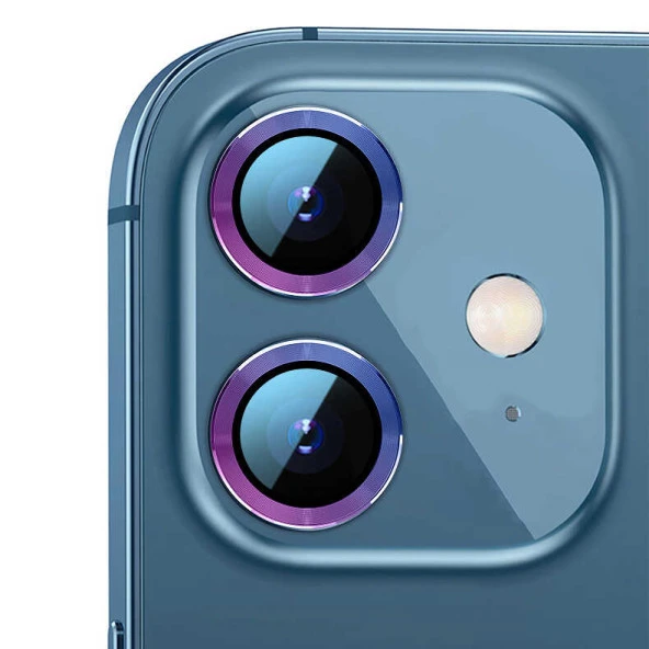 Apple iPhone 12 Kamera Lens Koruyucu Renkli Tasarım Kolay Takma Aparatlı (CL-07)