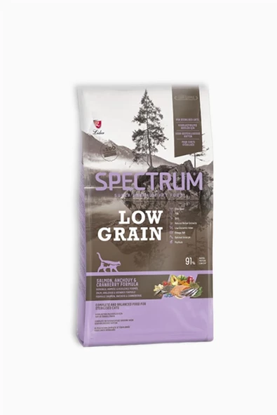 Spectrum Somonlu ve Yaban Mersinli Düşük Tahıllı Kısırlaştırılmış Kedi Maması 12 kg