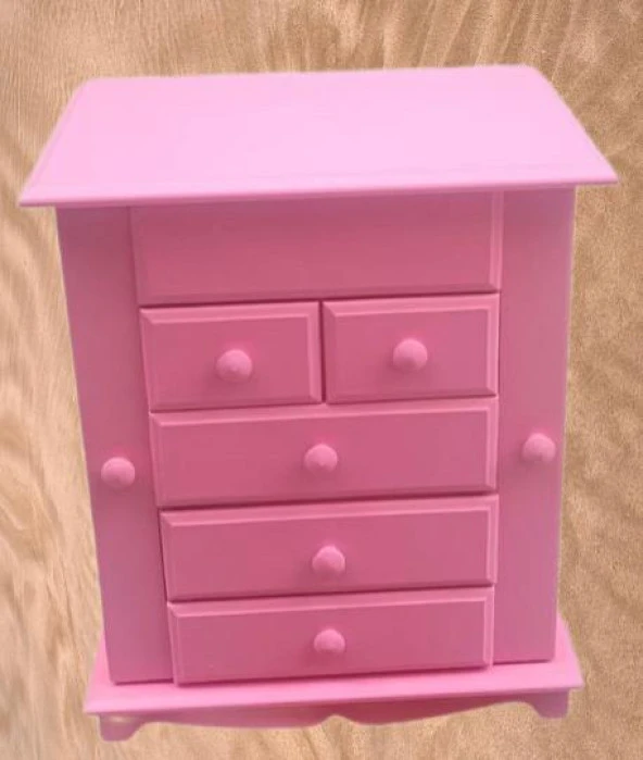 Hobi Takı Kutu Makyaj Şifonyer 90389 Model 9Çekmece Parlak Pembe Ahşap MDF ElYapım - 2