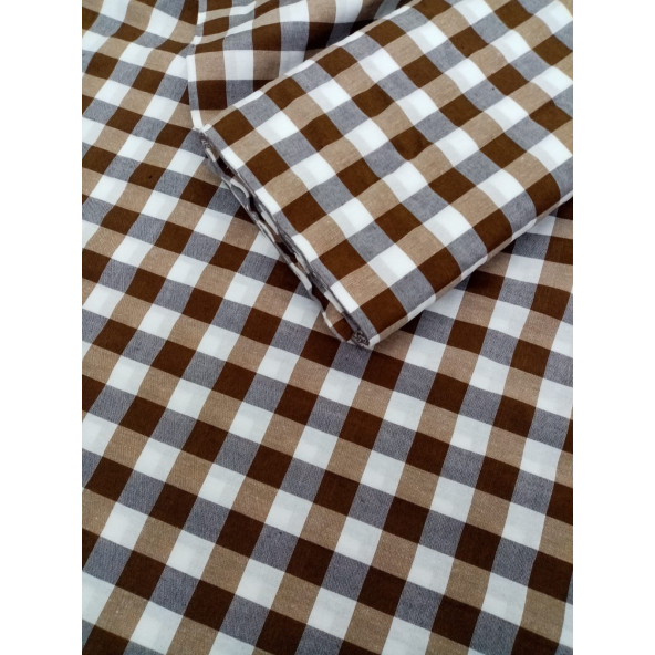 Hayat Home 120x140 Kahverengi Kareli Zefir Kumaş Mutfak Masa Örtüsü - 3