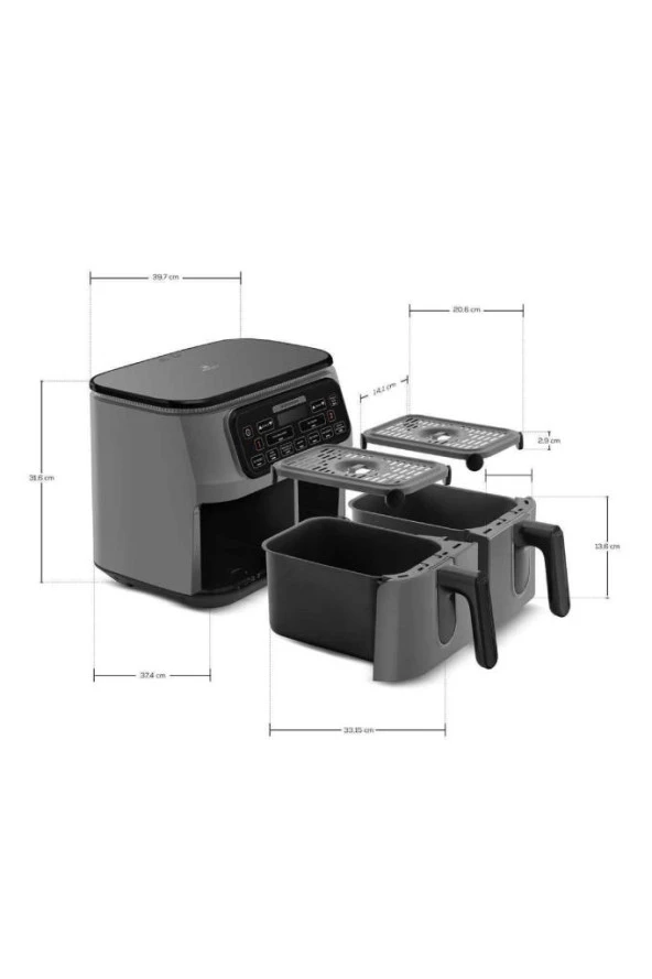 Karaca Air Pro Cook Duo Tandır Xxxl 4+4 Litre Aırfryer Space Gray Black