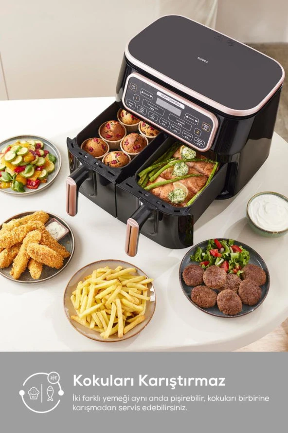 Karaca Air Pro Cook Duo Tandır Xxxl 4+4 Litre Aırfryer Space Gray Black - 2
