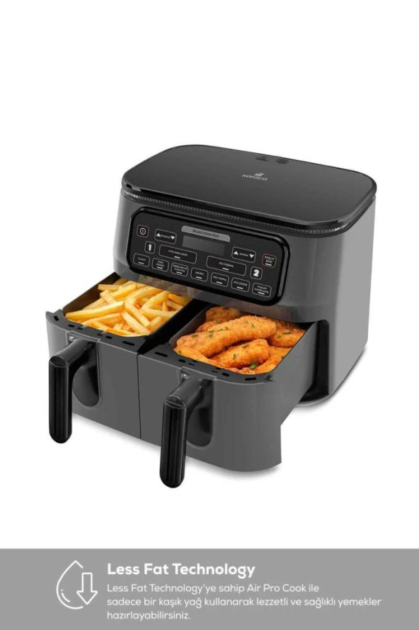 Karaca Air Pro Cook Duo Tandır Xxxl 4+4 Litre Aırfryer Space Gray Black - 5