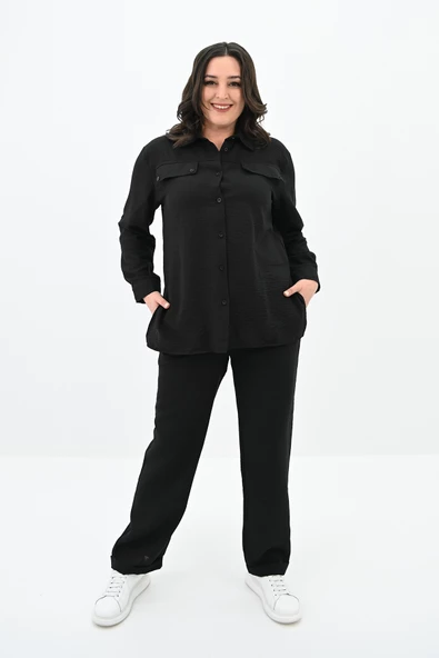 Kadın Büyük Beden Gömlek Takım 8094-24 - 2