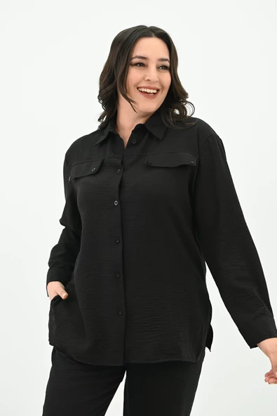 Kadın Büyük Beden Gömlek Takım 8094-24 - 3