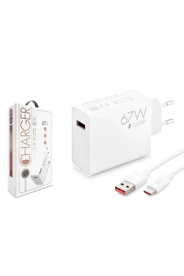 Xiaomi 12 Lite Uyumlu SG51 67 Watt Hızlı Turbo Şarj Seti Kafa + Kablo