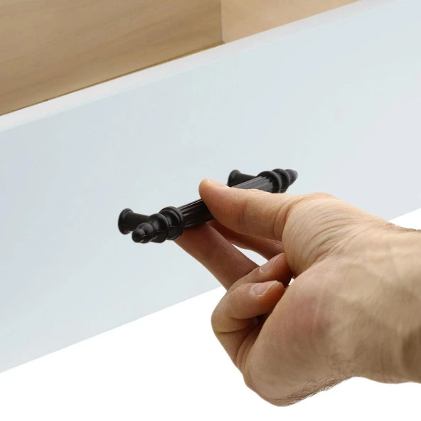 Sert Plastik Çekmece Mutfak Dolap Kapak Kulpu Kulbu 96 mm Siyah Kulp (10 ADET) - 3