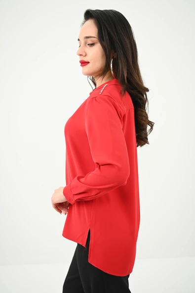 Kadın Omuz Taş Detaylı Gömlek 1687-24-1 - 10