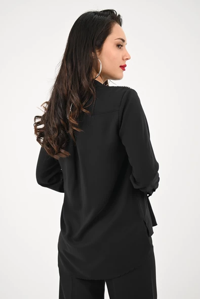 Kadın Omuz Taş Detaylı Gömlek 1687-24-1 - 5