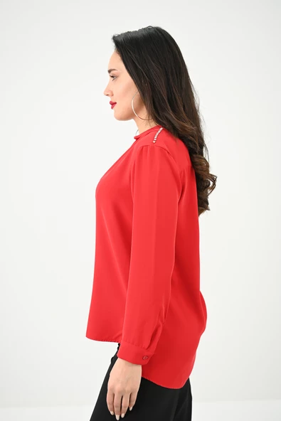 Kadın Omuz Taş Detaylı Gömlek 1687-24-1 - 11