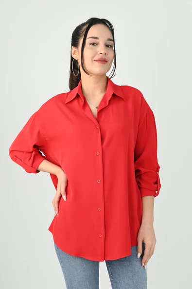 Kadın Bağlama Detaylı Gömlek 1709-1-25 - 9