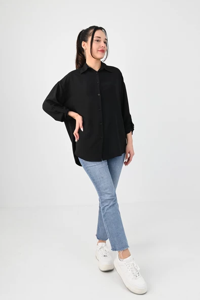 Kadın Bağlama Detaylı Gömlek 1709-1-25 - 2