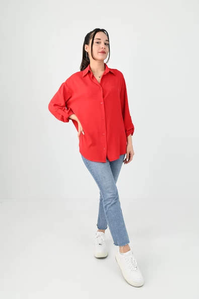 Kadın Bağlama Detaylı Gömlek 1709-1-25 - 6