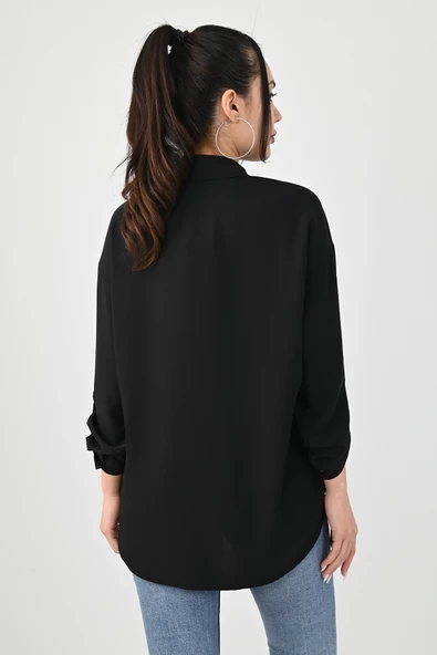 Kadın Bağlama Detaylı Gömlek 1709-1-25 - 4