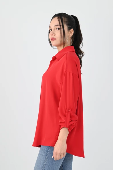 Kadın Bağlama Detaylı Gömlek 1709-1-25 - 7