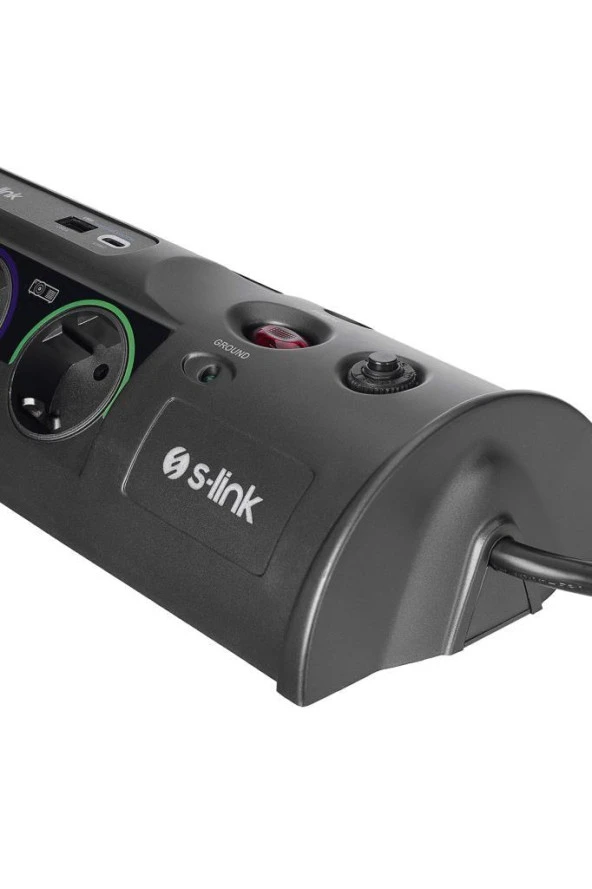 S-link Swapp 3M KABLOLU SP10AF 3M 1860 Joule 1.5mm 1 Usb 1 TYPE-C 2.1A/5V 16A 250V 3680W 10lu Akım Korumalı Priz - 5