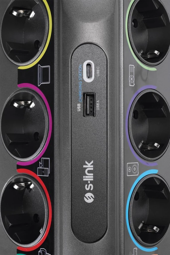 S-link Swapp 3M KABLOLU SP10AF 3M 1860 Joule 1.5mm 1 Usb 1 TYPE-C 2.1A/5V 16A 250V 3680W 10lu Akım Korumalı Priz - 7