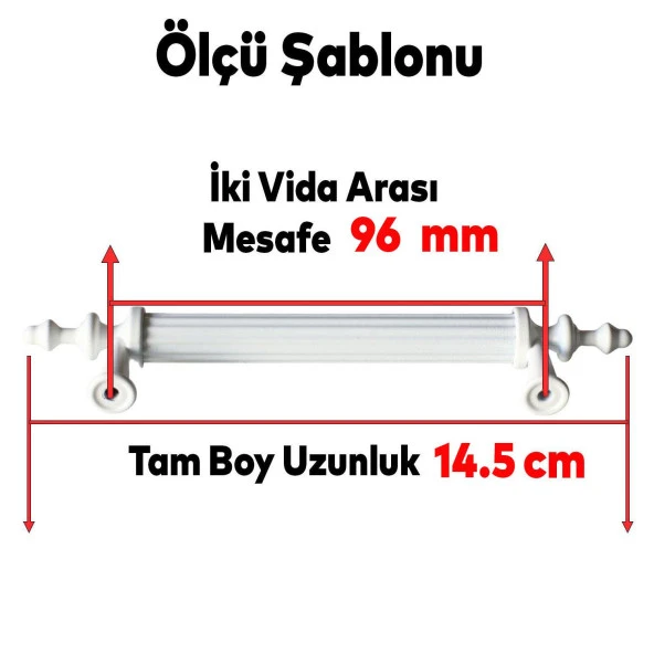 Sert Plastik Beyaz Çekmece Mobilya Mutfak Dolap Kulbu Kulpu Kulpları 96 mm Kulp 10 ADET - Resim 2