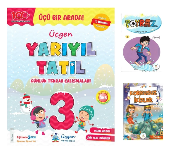 Üçgen 3.Sınıf Yarıyıl Tatil Kitabı 2023-2024 (1.Dönem Konularını Kapsar)