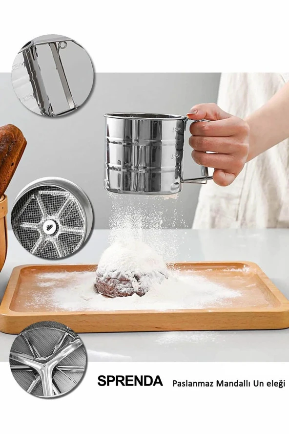 Metal Lüx Paslanmaz Çelik Pratik Un Eleği Pasta Malzemeleri - 3
