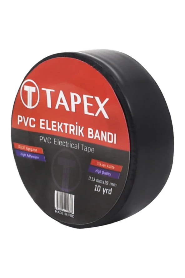 5 ADET ELEKTRİK BANDI PVC TAPEX SİYAH 0,13MM 19MM 10YRD