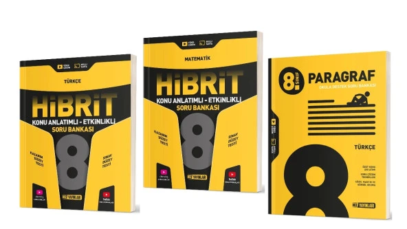 HIZ YAYINLARI 8. Sınıf Türkçe + Matematik Hibrit Soru Bankası + Paragraf Soru Bankası