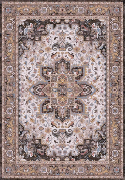 Konfor Antico 2356 Pamuk Tabanlı Yıkanabilir Otantik Vintage Klasik Eskitme Halı - Resim 3