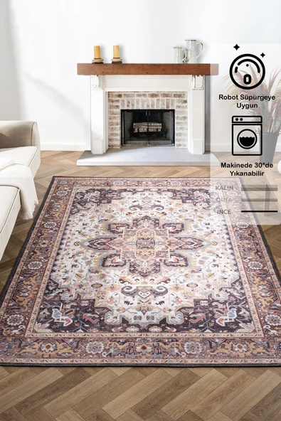 Konfor Antico 2356 Pamuk Tabanlı Yıkanabilir Otantik Vintage Klasik Eskitme Halı ürün görseli