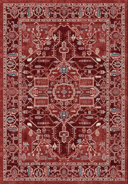 Konfor Antico 2353 Pamuk Tabanlı Yıkanabilir Otantik Vintage Klasik Eskitme Halı - Resim 3