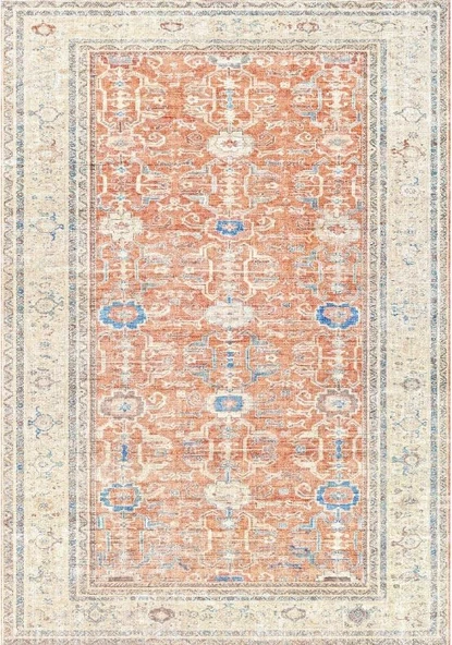 Konfor Antico 2351 Pamuk Tabanlı Yıkanabilir Otantik Vintage Klasik Eskitme Halı - 3