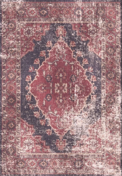 Antico 2352 Pamuk Tabanlı Yıkanabilir Otantik Vintage Klasik Eskitme Halı - 3