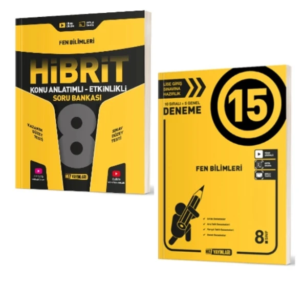 HIZ YAYINLARI 8. Sınıf Fen Bilimleri Hibrit Soru Bankası + 15'li Deneme