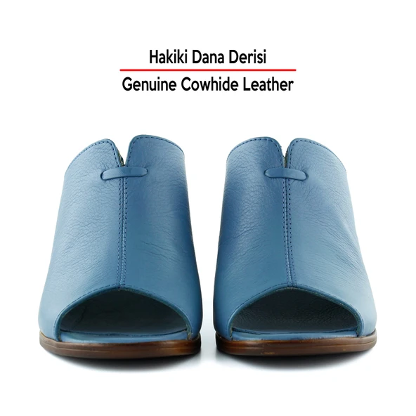 Erkan Saçmacı Valery Mavi Hakiki Deri Terlik - 4