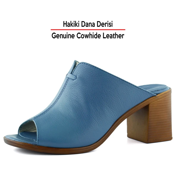 Erkan Saçmacı Valery Mavi Hakiki Deri Terlik - 7