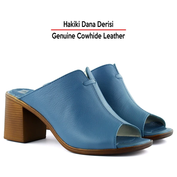 Erkan Saçmacı Valery Mavi Hakiki Deri Terlik - 3
