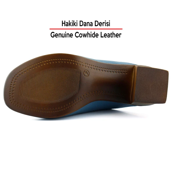 Erkan Saçmacı Valery Mavi Hakiki Deri Terlik - 6