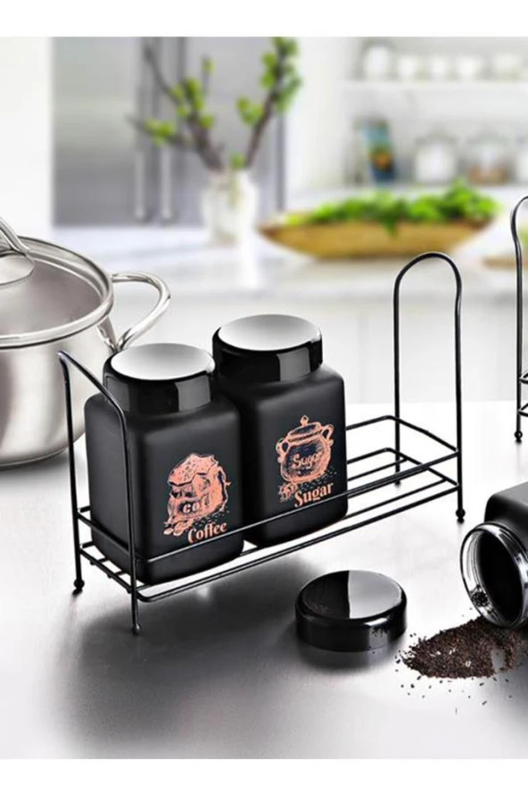 3lü Metal Standlı Cam Baharatlık Takımı Seti Rose - 2