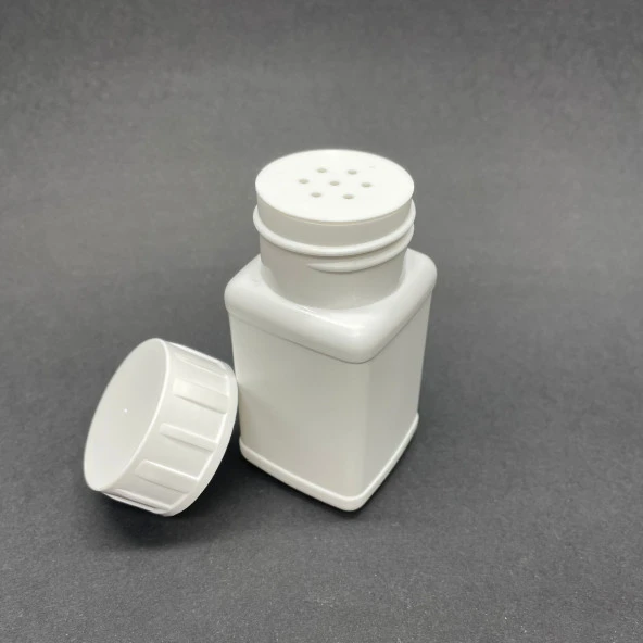 100 Ml Plastik Pudra Şişesi  - Beyaz Kapaklı Tıpalı - 100 cc Beyaz Pudra Kutusu x 10 Adet ürün görseli