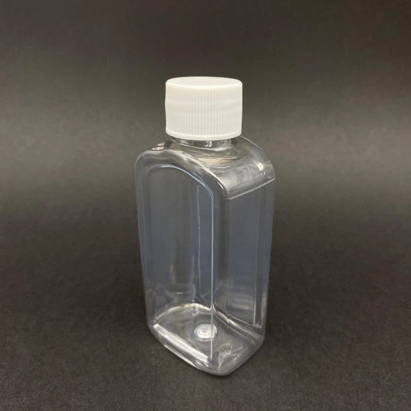 100 cc Yassı Şişe  - Beyaz Kapaklı- Plastik Yassı Şişe x 10 Adet