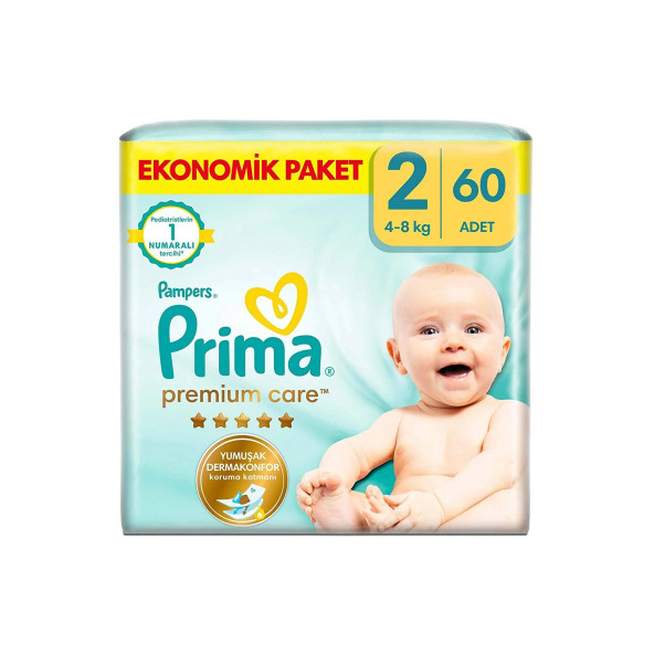 Prima Bebek Bezi Premium Care 2 Beden 60 Adet Ekonomik Paket