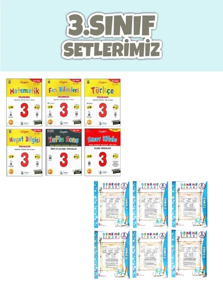 3.SINIF YENİ NESİL İLKOKUL SETİ – Tam Set (Türkçe-Matematik-Fen-Hayat-Sınav Kitabı-Hafta Sonu) ürün görseli 1