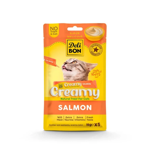 Delibon Creamy Somonlu Kedi Ödül Kreması 5x15 Gr