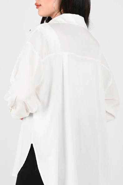 Kadın Taş Aksesuar Detaylı Gömlek 1676-24 - 5