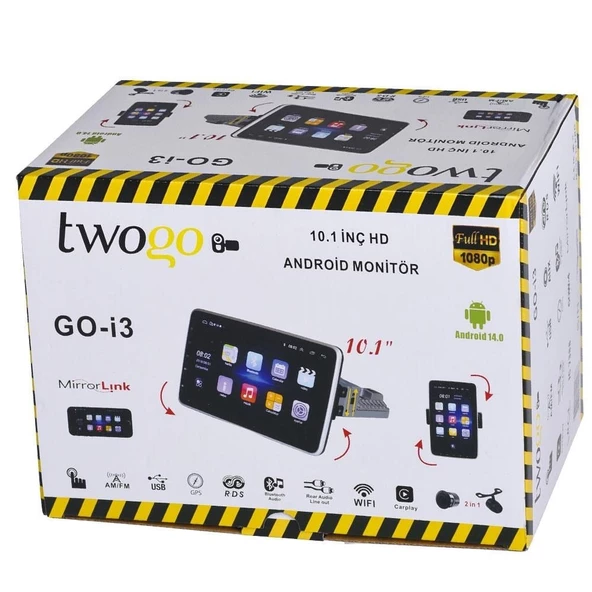 Twogo GO-i3 Tablet Multimedya Android 14 10.1 İnç HD 2+32 GB Oynar Başlık 4x60W Car Play Mirror Link - 7