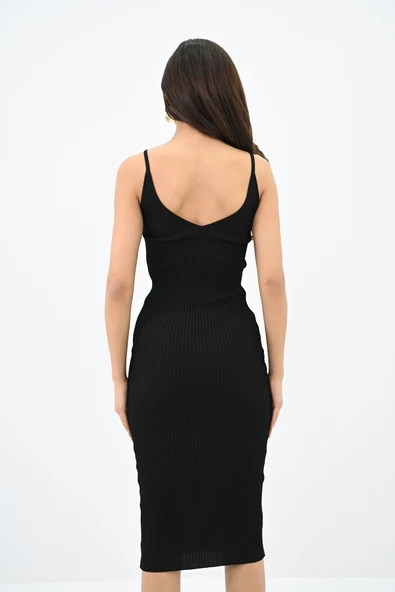 Kadın Zincir Askılı Triko Elbise 0009 - 10