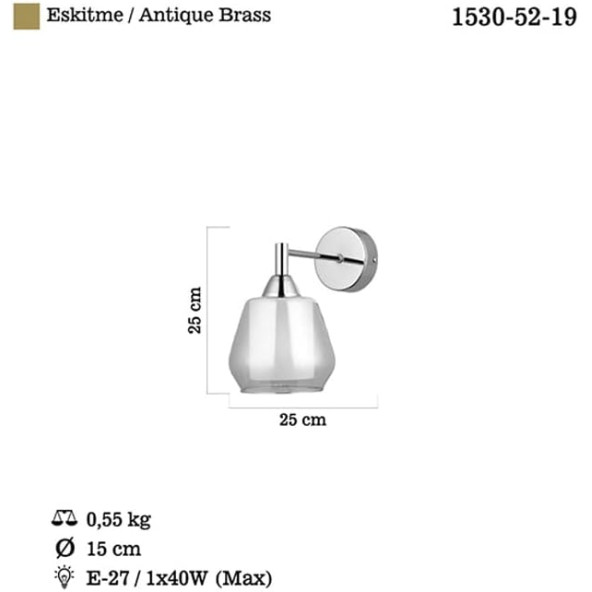 Lucea PALMELA TEKLİ ANTİK LAK APLİK 1XE27 - 5