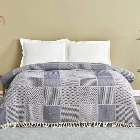 Karaca Home Luna Lacivert %100 Pamuk Çift Kişilik Tek Pike