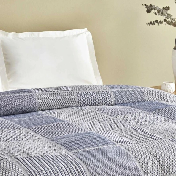 Karaca Home Luna Lacivert %100 Pamuk Çift Kişilik Tek Pike - 3