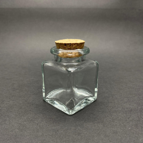 40 ml Cam Kare Kavanoz Mantar Tıpalı - 40cc Köşeli Kavanoz , Mantar Tıpalı Cam Şişe  x 10 Adet